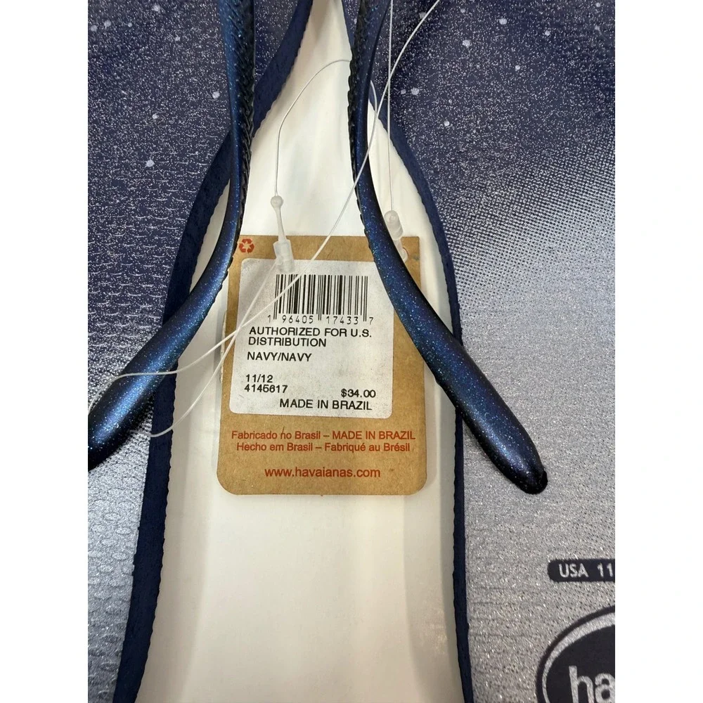 Havaianas Slim Flip Flop Navy Sandals Size 11/12 Women